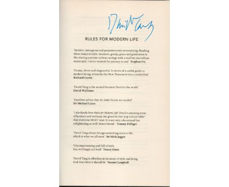 Rules for Modern Life by Sir David Tang, First edition and signed by the author, hardback book. Charity book auction. We comb