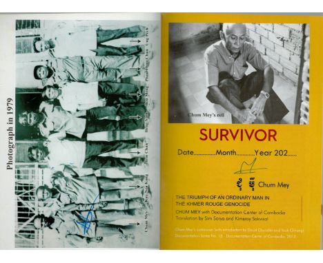 Survivor, The Triumph of an Ordinary Man in the Khmer Rouge Genocide by Chum Mey, First edition and signed by Chum Mey. Softb