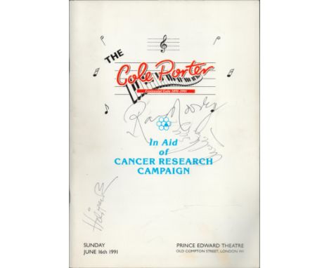 The Cole Porter Centennial Gala 1891-1991 Theatre Programme signed on the front cover signatures unknown. Charity book auctio