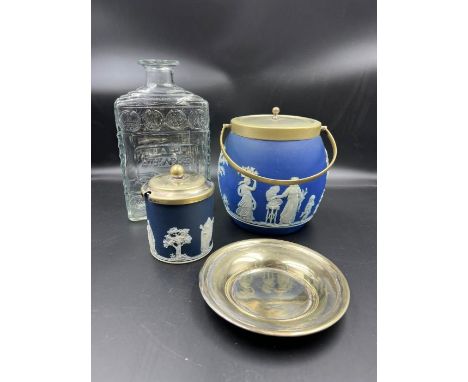 A selection of Wedgewood Jasperware and silver-plated tray