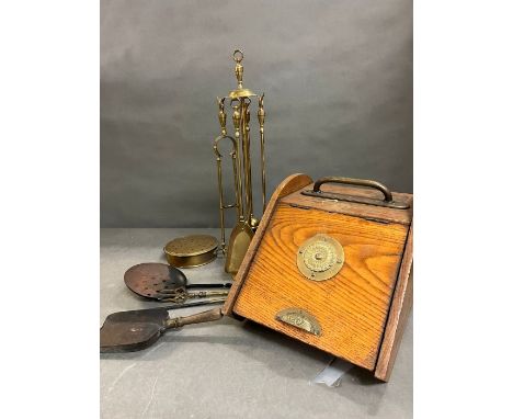 Fire side equipment including coal bucket and brass tools 