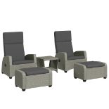 Outsunny 5-Piece Rattan Garden Furniture Set with Cushions - Charcoal Grey RRP £619.99-ER40 Comes
