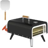 Outsunny Gas Powered 12" Pizza Oven - Black RRP £179.99-ER47 Space for a standard eight-slice pizza.