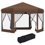 Outsunny 3.5m x 4m Hexagonal Pop Up Gazebo, Canopy Tent Sun Shelter for Patio Outdoor Party,