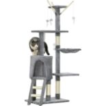 PawHut Cat Tree for Indoor Cats 135cm Kitten Tower Scratching Post Kitty Scratcher Climbing Tower