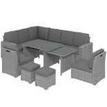 Outsunny Seven-Piece Rattan Garden Sofa Set, with Expanding Table - Light Grey RRP £969.99-ER28 (AIR