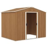 Outsunny 8 x 6ft Galvanised Steel Shed, with Double Door - Brown RRP £329.99-ER23A Lots of room