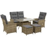 Outsunny 4 Seater Rattan Garden Dining Set with Reclining Chairs - Grey RRP £799.99-ER40 Comes