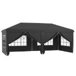 Outsunny 3 x 6 m Pop Up Gazebo with Sides and Windows, Height Adjustable Wedding Camping Party