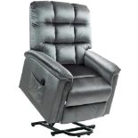 HOMCOM Velvet-Feel Electric Lift Recliner Chair - Dark Grey RRP £329.99-ER23A From standing to