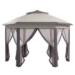 Outsunny 3 x 4m Garden Gazebo Hexagon Pop Up Gazebo Party Tent Canopy Double Roof Instant Shelter