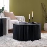 Maru Oak Round Coffee Table with Storage, Black RRP £249.99-ER31 Featuring fluted base made from