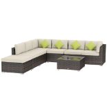 Outsunny 8 Piece Rattan Corner Sofa Set with Wide & Deep Seat, Assembled Aluminium PE Rattan