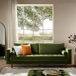 Henrietta Large 3-Seater Sofa, Moss Green Velvet RRP £699.99-ER31 Embracing mid-century style, our