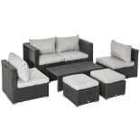Outsunny 8 Pieces PE Rattan Sofa Set with Cushions, Garden Corner Sofa with 4 Seater Sofa, 2
