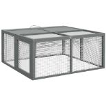 PawHut Wooden Folding Rabbit Hutch, for 2-3 Rabbits - Grey RRP 79.99-ER40 With a handle, you can