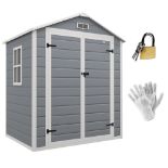 Outsunny 6'x4.5' Garden Storage Shed, Lockable Garden Shed with Double Doors, Window, Vent and