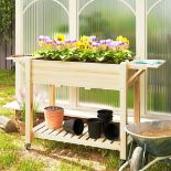 Outsunny Wooden Raised Garden Planter with Wheels - Natural RRP £79.99-ER41 Bring planting