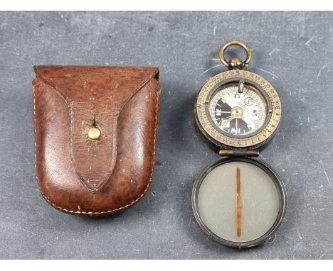 A Cavalry School compass, by J H Steward, London, 51mm, in leather case. 
