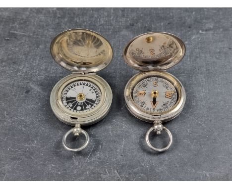 A WWI British military Mk.V nickel plated pocket compass, by Dennison, Birmingham, dated 1915; together with a similar Terras