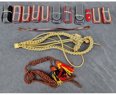A British army ceremonial gilt aiguillette cord; together with a quantity of military epaulettes. 