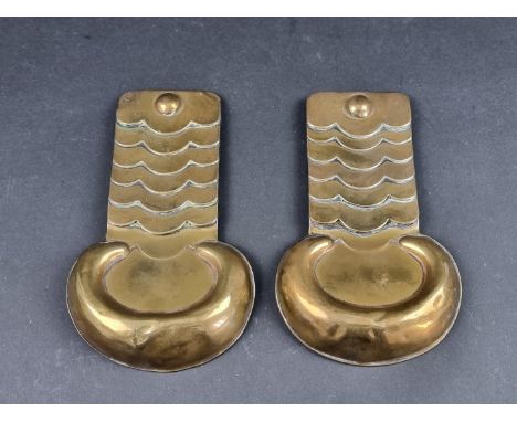 A pair of 19th century brass shoulder scales,&nbsp;by I G Nutting, London, 16.7cm. 