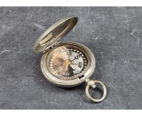A WWI British military Mk.VI nickel plated pocket compass, by Stanley, London, dated 1917. 