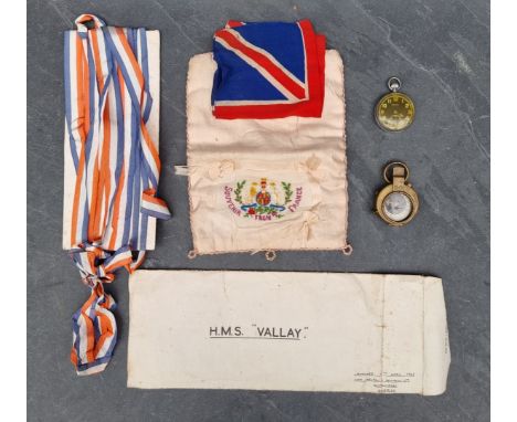 A Helvetia British military GS/TP stem wind pocket watch, Serial No. P75684; together with the launch ribbons of HMS Vallay, 