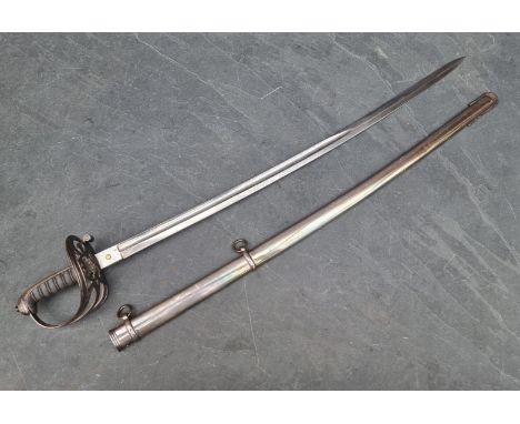 A Victorian 1827 pattern Rifle Volunteer's officer's sword and scabbard, by S &amp; S Smith Cross St, Manchester, with 80cm e