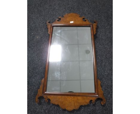 A walnut Chippendale style wall mirror 