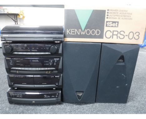 A Kenwood hifi system with speakers together with a boxed Kenwood speaker system