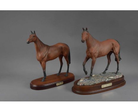 Two 'Red Rum' ceramic Royal Doulton horses, one limited edition, no. 879/7500, both with makers mark printed to the underside