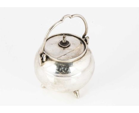 A Victorian silver novelty table lighter from Asprey &amp; Co, 6cm diameter and 2.87 ozt, modelled as a cauldron, London 1887
