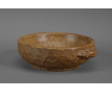 Workshop of Robert 'Mouseman' Thompson, an oak bowl, the exterior with the signature raised mouse, 15cm diameter