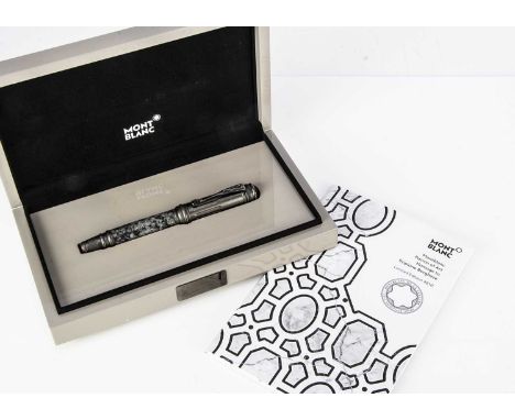 A modern Mont Blanc limited edition fountain pen, titled "Patron of Art Homnage to Scipione Borghese", the matt grey metal ca