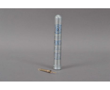 An Edward VIII art deco 9ct. gold engine turned cigar borer, 3.5cm in length, weight 3.1 grams, marked London 1936, together 
