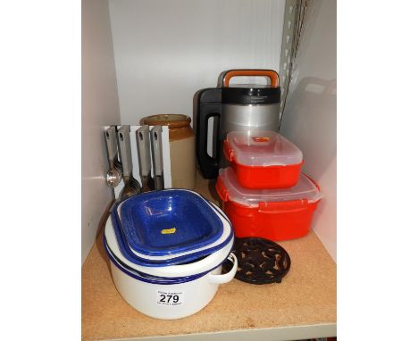 Enamel Dishes and Plastic Storage etc 