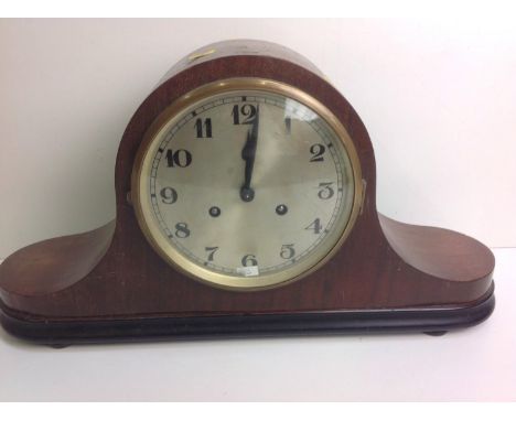 Wooden Cased Striking Mantel Clock - NB: No Key 