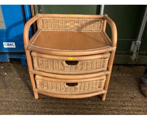 Wicker Shelf Unit with Drawers Under 