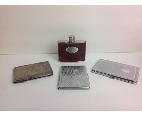 3x Cigarette Cases and Hip Flask 