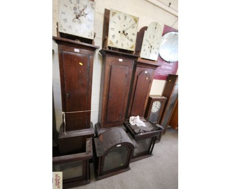 A Georgian oak longcase clock, the square painted dial inscribed Fuller of Bury, 30 hour movement in need of restoration