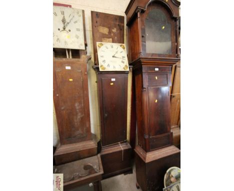 A Georgian mahogany longcase clock, painted dial and 30 hour movement, inscribed Fonte Mickfield, in need of restoration (hoo