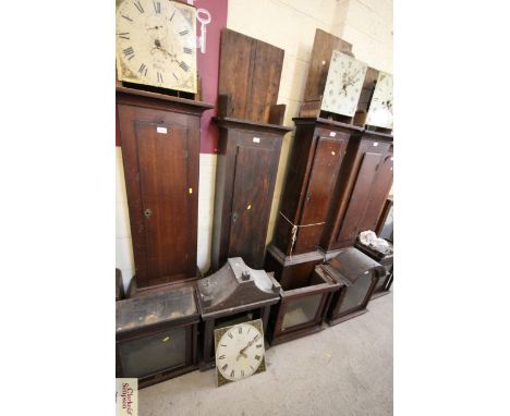 A pine longcase clock, having painted dial inscribed Birch of Tenterden, 30 hour movement, in need of restoration 