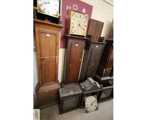 A 19th Century oak longcase clock, painted dial inscribed J. Jacobs of Poole, 30 hour movement in need of restoration