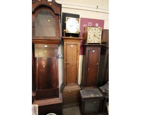 A Georgian oak longcase clock having square brass and steel dial inscribed William Russell Wooton, 30 hour movement, in need 