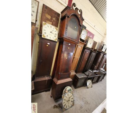 A 19th Century mahogany longcase clock, with painted dial inscribed S. Wherly, Bishop Auckland, in need of restoration 