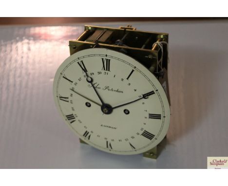 A double fusee clock movement having circular Roman numeral painted dial for John Peterkin London