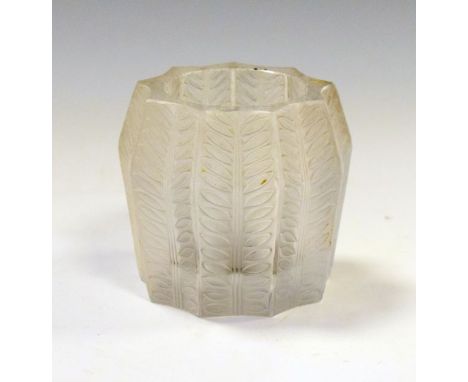 Lalique glass tea light or candleholder of eight-pointed star design, 6.5cm high, etched marks  