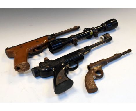 Three vintage air pistols to include; Westlake, GP Italian and other, also to include; loose hunter scope sight  