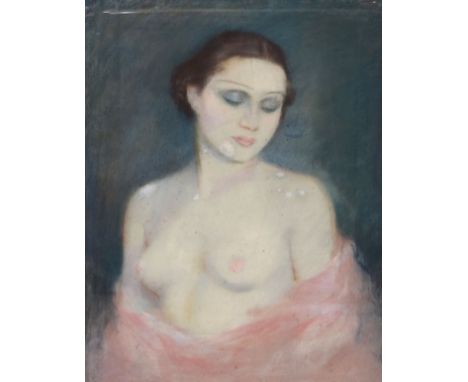 Chalk half-length portrait of a lady, 64cm x 49cm, framed and glazed  